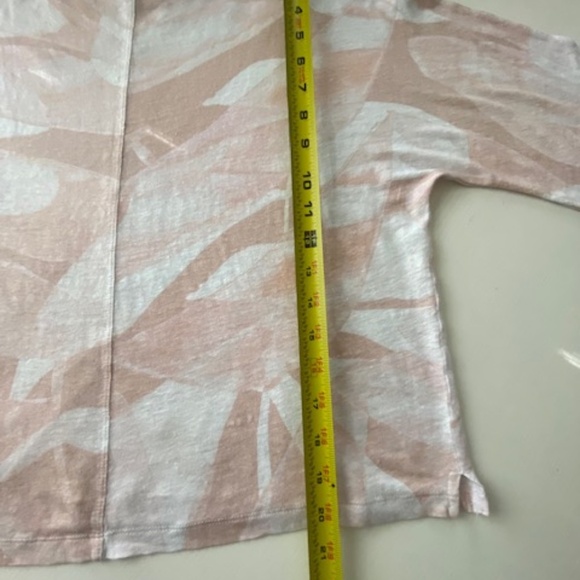 Poetry Linen Cropped Top 3/4 Sleeve Boat Neck Lightweight Size 8 - Picture 6 of 11